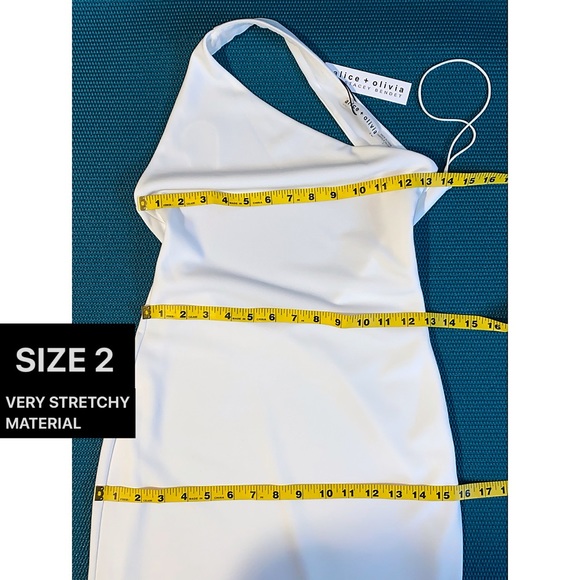 Alice + Olivia Rosia Off White One Shoulder Cut Out Cocktail Mini Dress - Picture 8 of 16